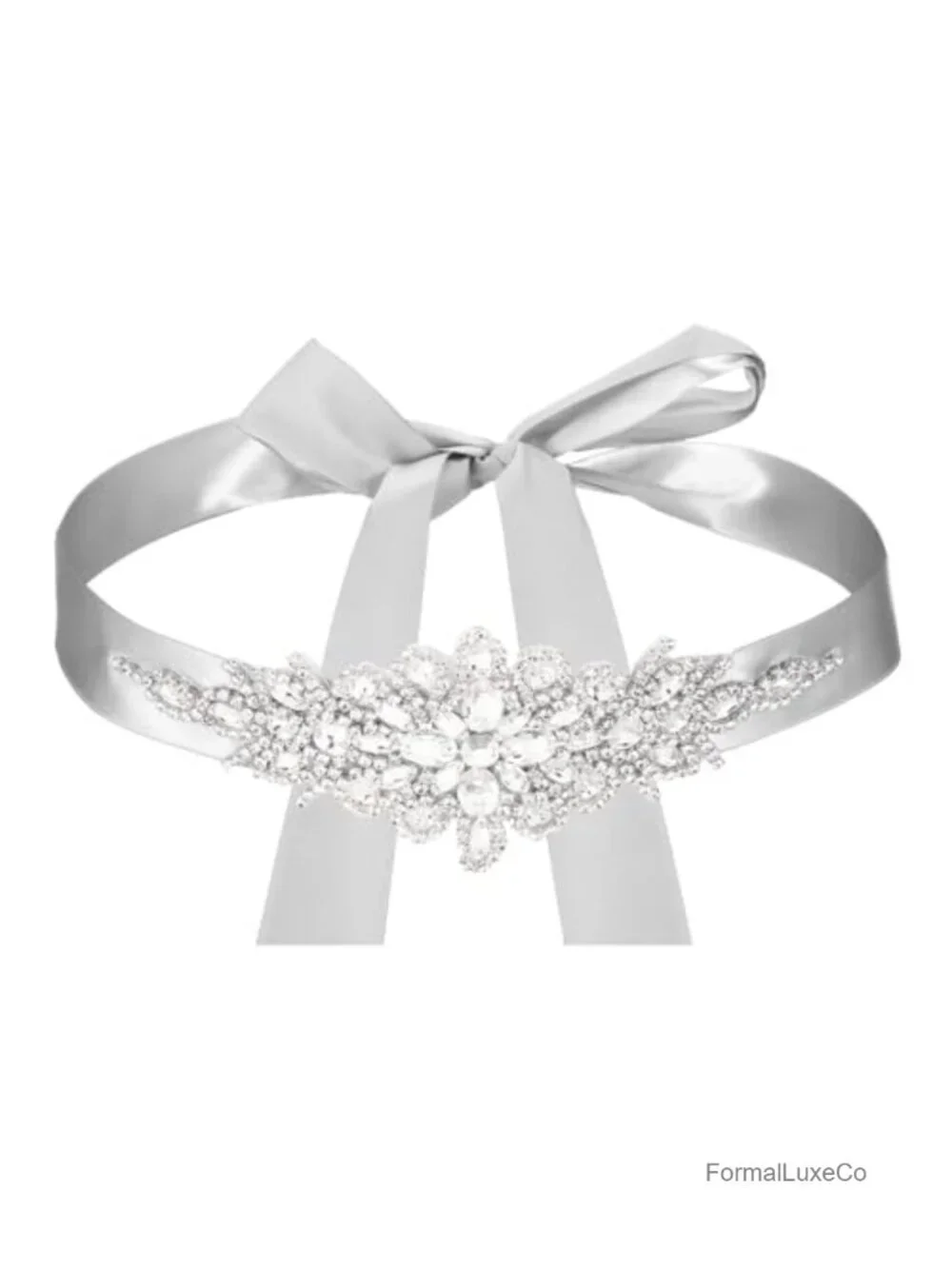 Crystal Rhinestone Bridal Belt Satin Ribbon Wedding Dress Sash Tie